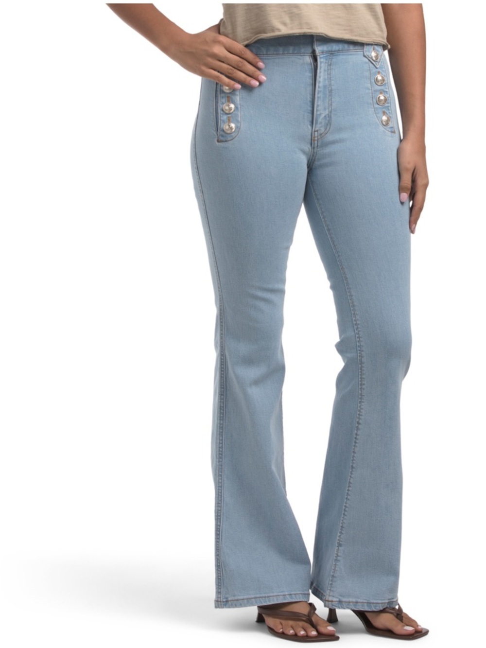 Derek Lam 10 Crosby Robertson High Rise Flare Jeans in Bowery Blue Size 24